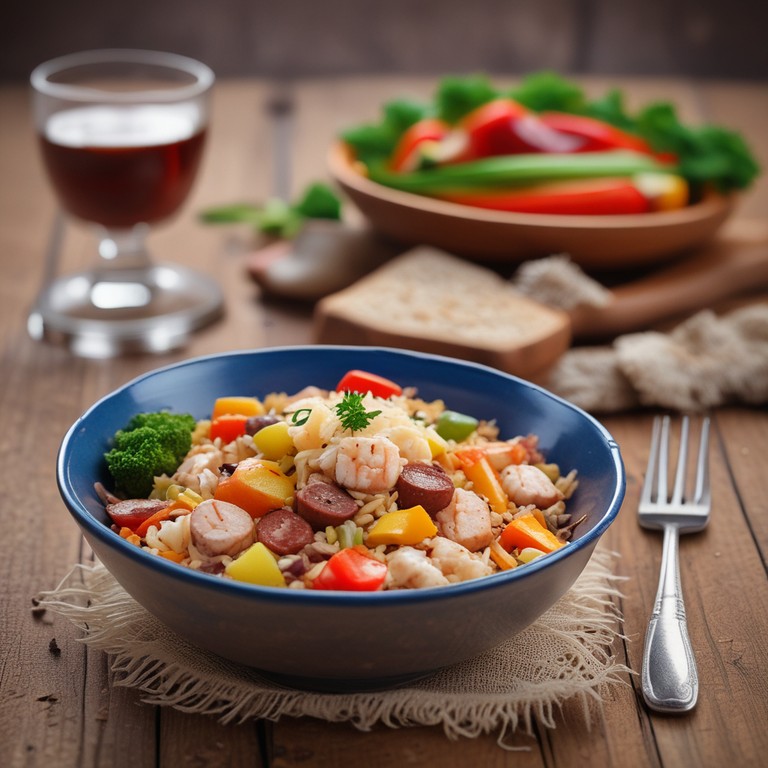 Arroz Mediterráneo con Salchichas, Atún y Mariscos