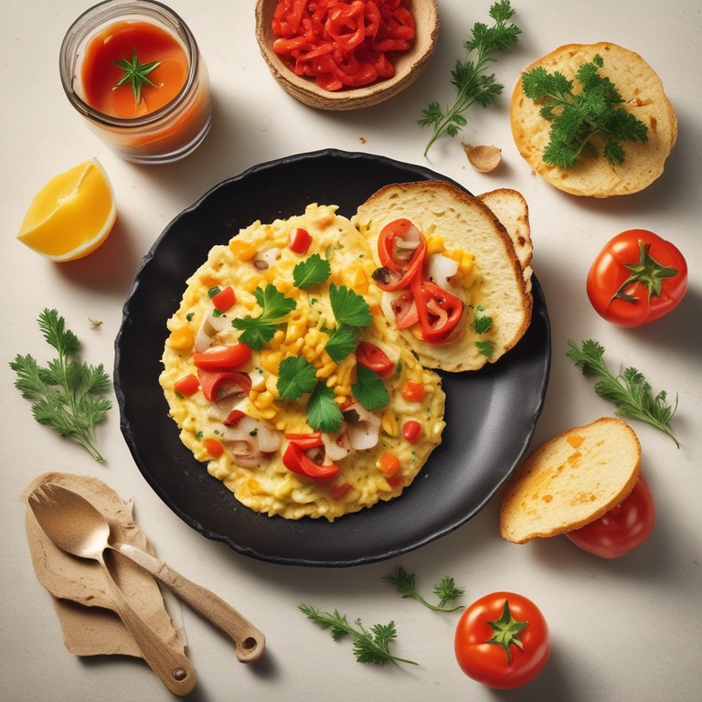 Tortilla de Huevos con Pan Tostado