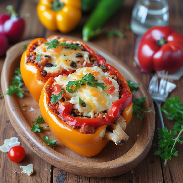 Mediterranean Stuffed Peppers with Tomato and Garlic