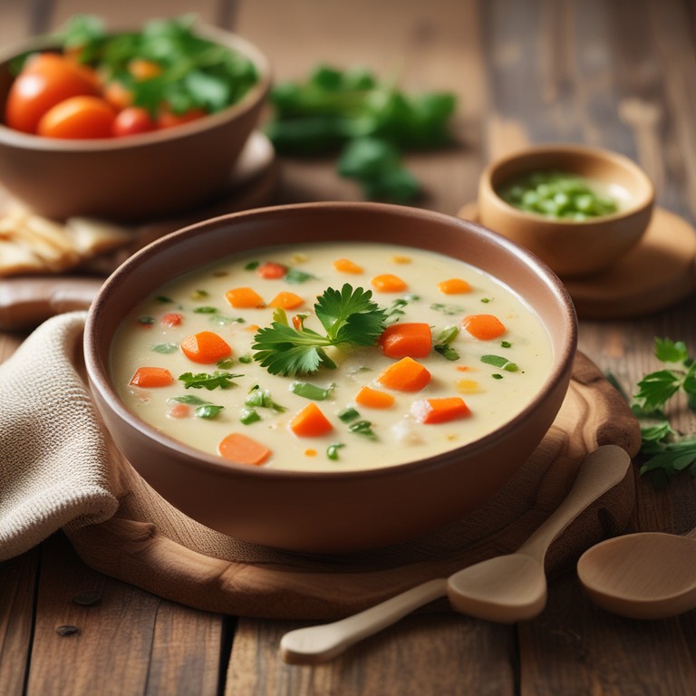 Сытный картофельный суп с овощами