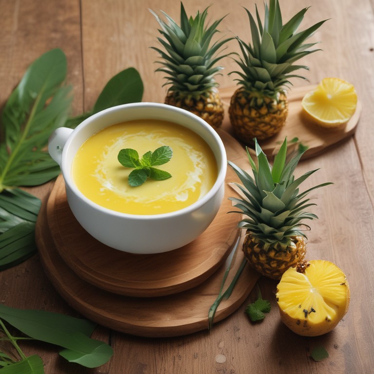 Tropische Ananas Kokosmelk Soep met Citroengras