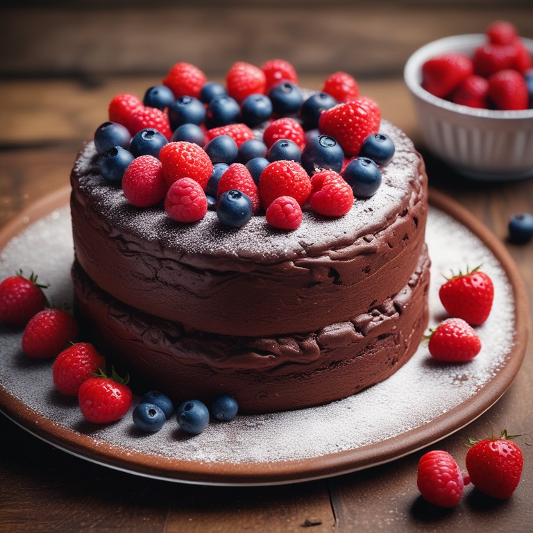 Bolo de Chocolate Fofinho com Frutas Vermelhas