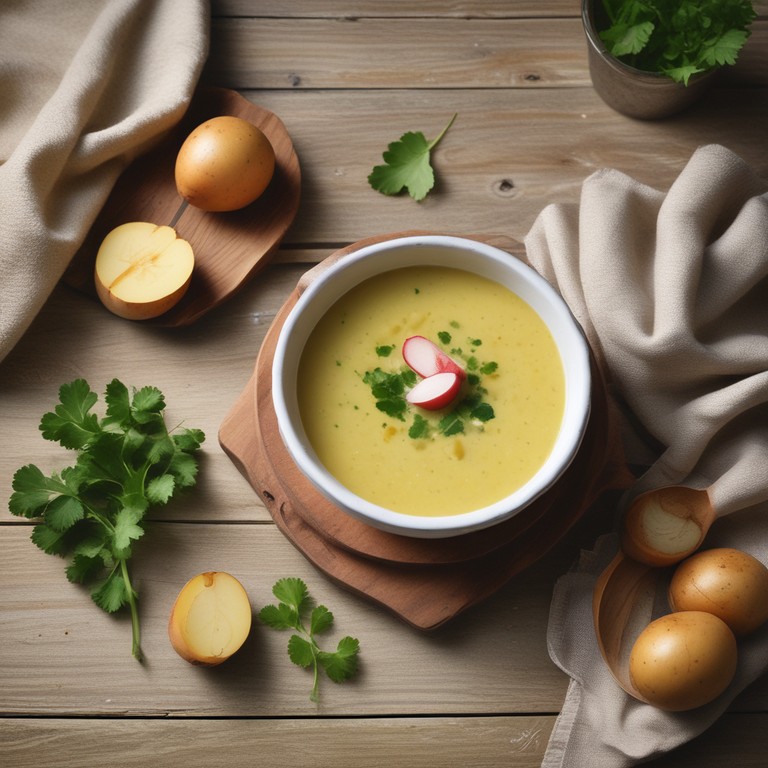 Sopa de Batata, Nabo e Rabanete com Alho e Cebola