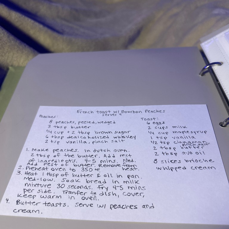 French Toast with Bourbon Peaches