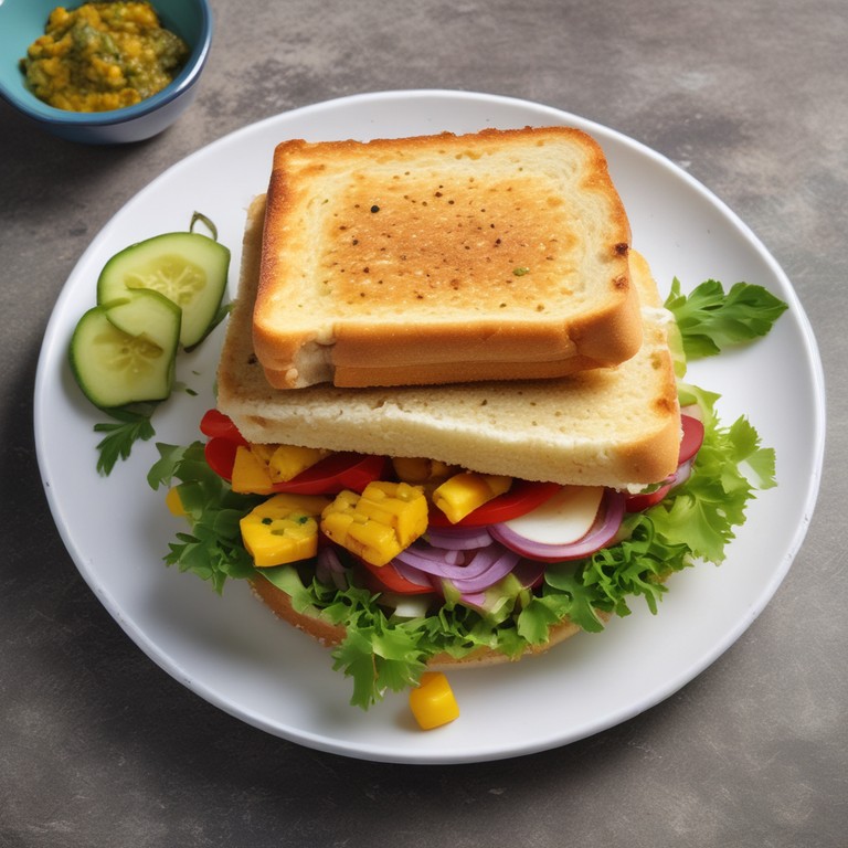 Delicious Paneer Corn Sandwich with Spicy Green Chutney