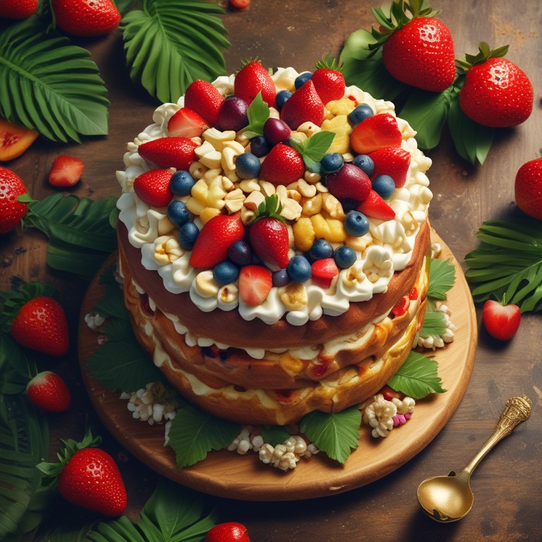 Bolo de Frutas Tropicais com Pipoca