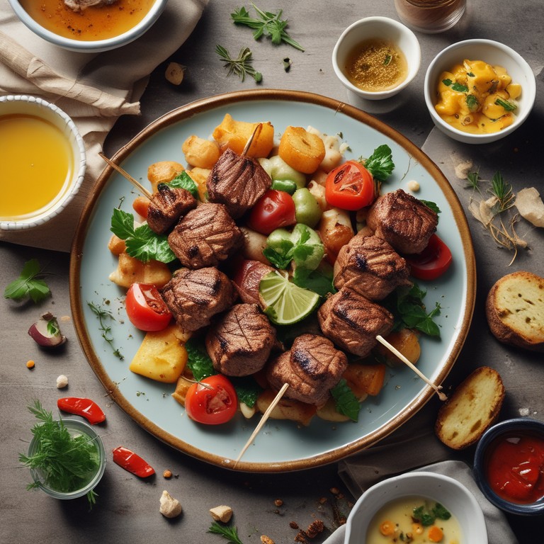 Medallones de Punta de Anca en Pincho con Crotones de Yuca y Queso Apanado