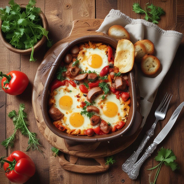 Eier mit Wurst und Paprika überbacken