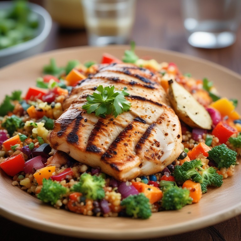 Frango Grelhado com Quinoa e Legumes Coloridos - Mr. Cook