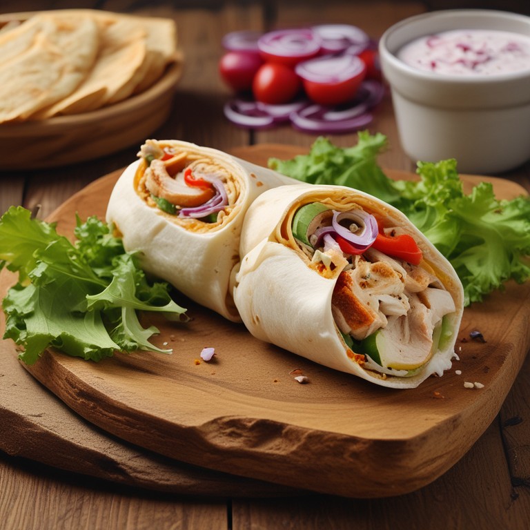 Delicious Chicken Shawarma Roll with Creamy Garlic Sauce