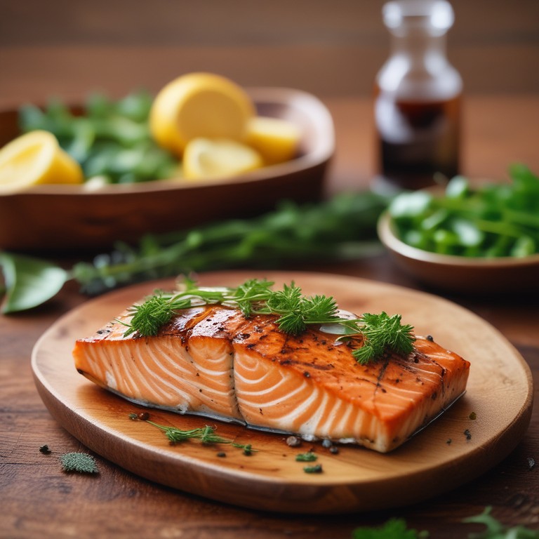 Grilled Salmon Plank with Savory Sauce and Mashed Potatoes