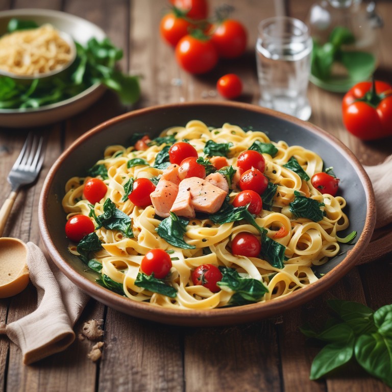 Romige Zalm Tagliatelle met Spinazie en Cherrytomaten