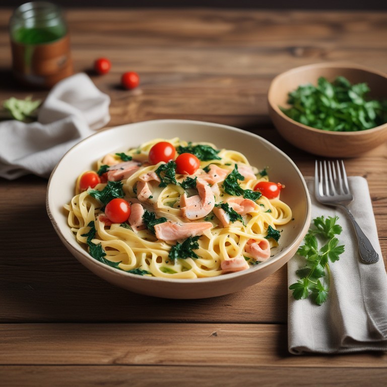 Romige Tagliatelle met Zalm en Groenten