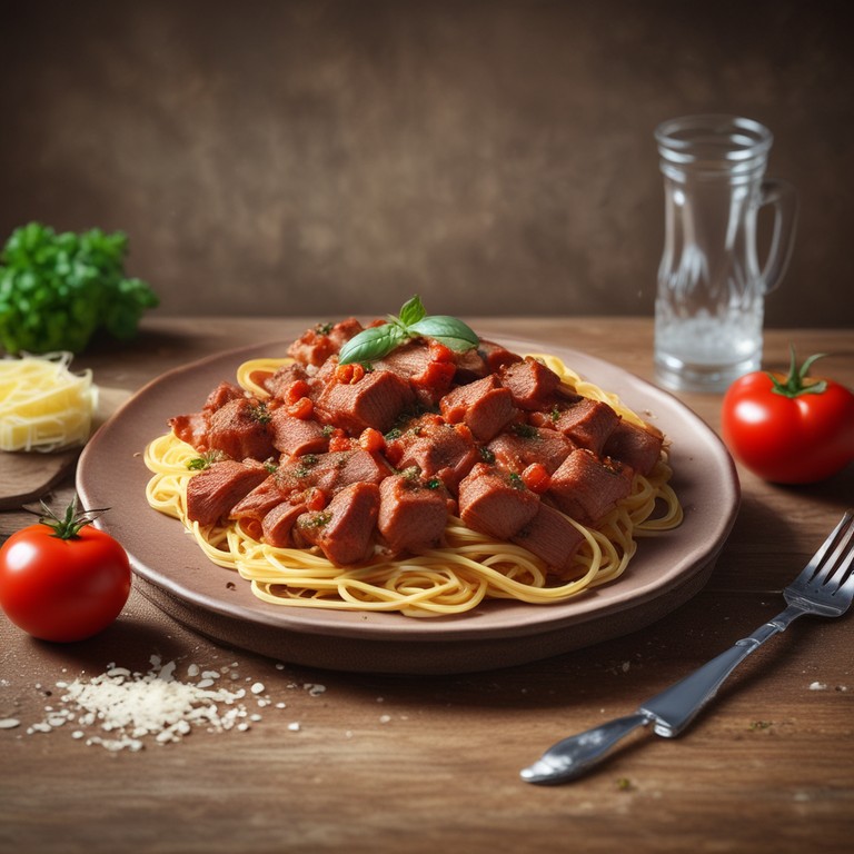 Pasta con Solomillo y Salsa de Tomate
