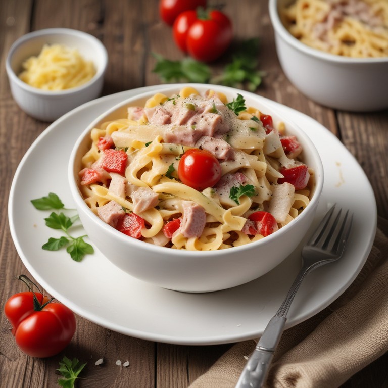 Pasta Cremosa con Atún y Verduras
