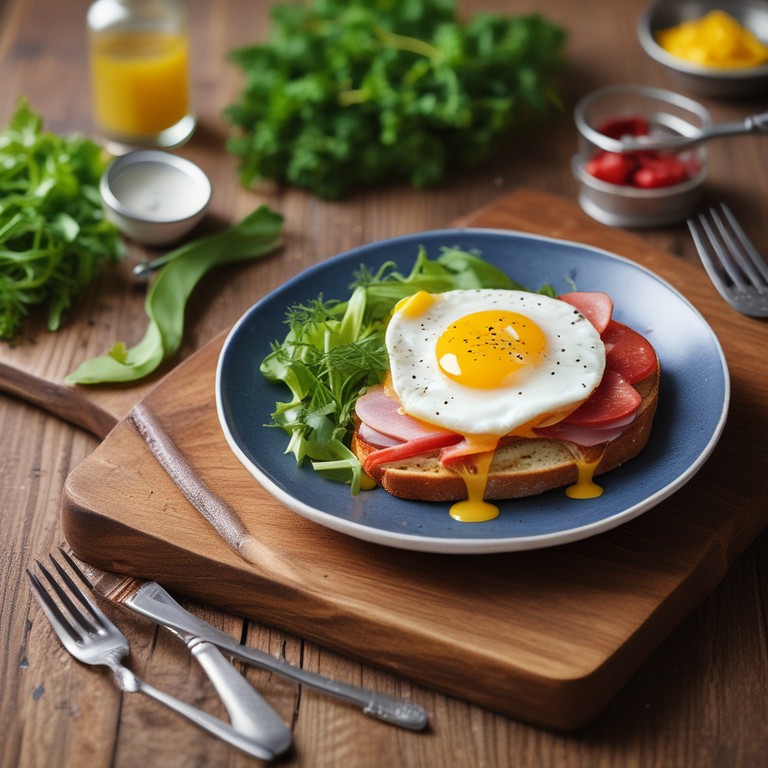 Herzhafter Käse-Salami-Toast mit Ei