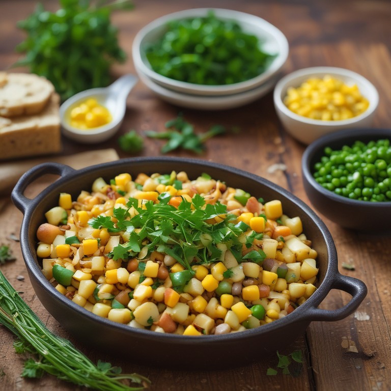 Savory Sweet Corn and Green Pea Potato Hash