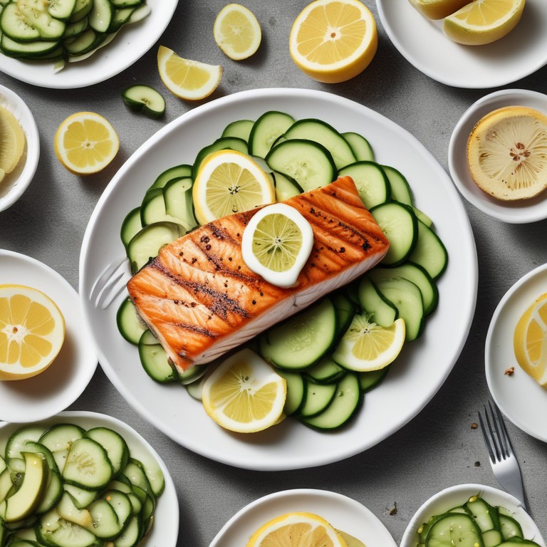 1 RACION Salmón Plancha+Calabacín+Espárragos Blancos+Pepino+Huevo