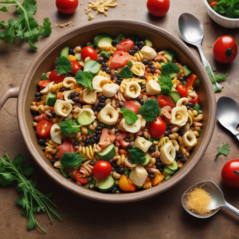 Salade de Fusili aux Légumes et Poulet avec Sauce Tomate