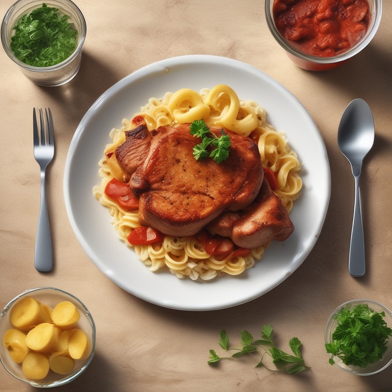 Febras ao Molho de Tomate com Arroz e Batata