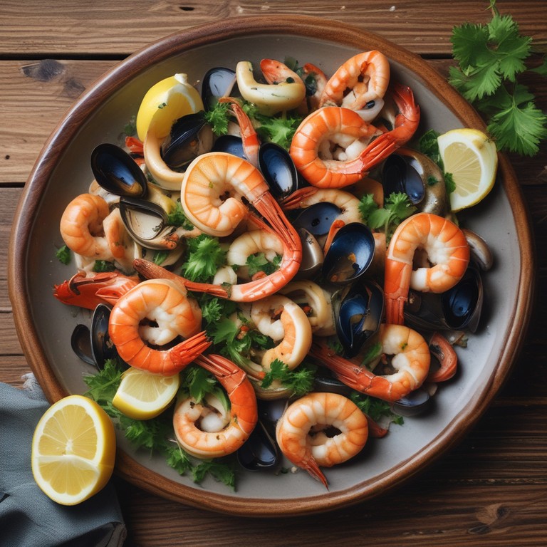 Mariscos a la Parrilla con Salsa de Limón y Ajo