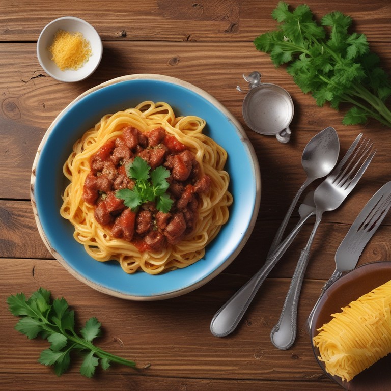 Macarrão ao Molho de Tomate com Carne Desfiada e Alho