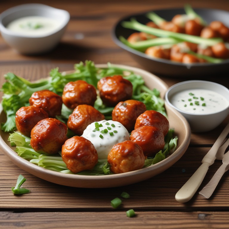Buffalo Chicken Meatballs with Sweet Onion