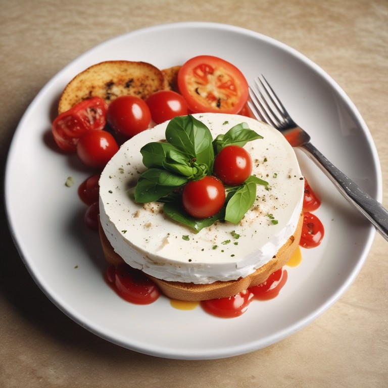 Queso de Cabra con Tomate Fresco y Albahaca