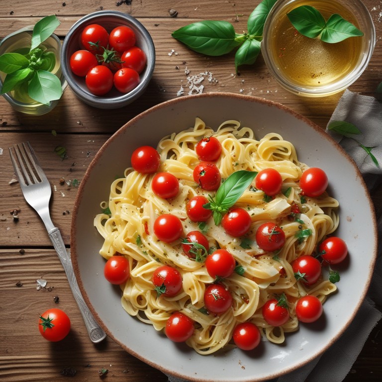 Pasta met Cherrytomaten en Basilicum