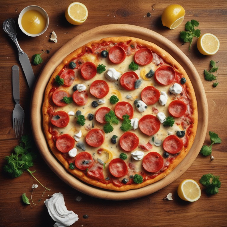 Pizza de Calabresa com Queijos e Limão