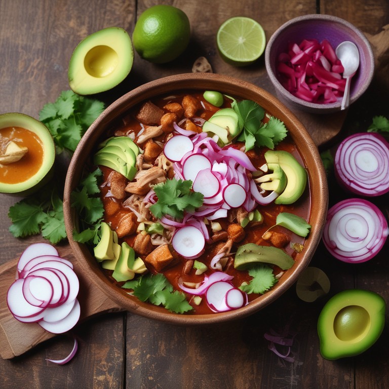 Pozole con Enfrijoladas y Papas a la Australiana