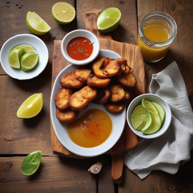 Crispy Fried Plantains with a Sweet and Savory Dip