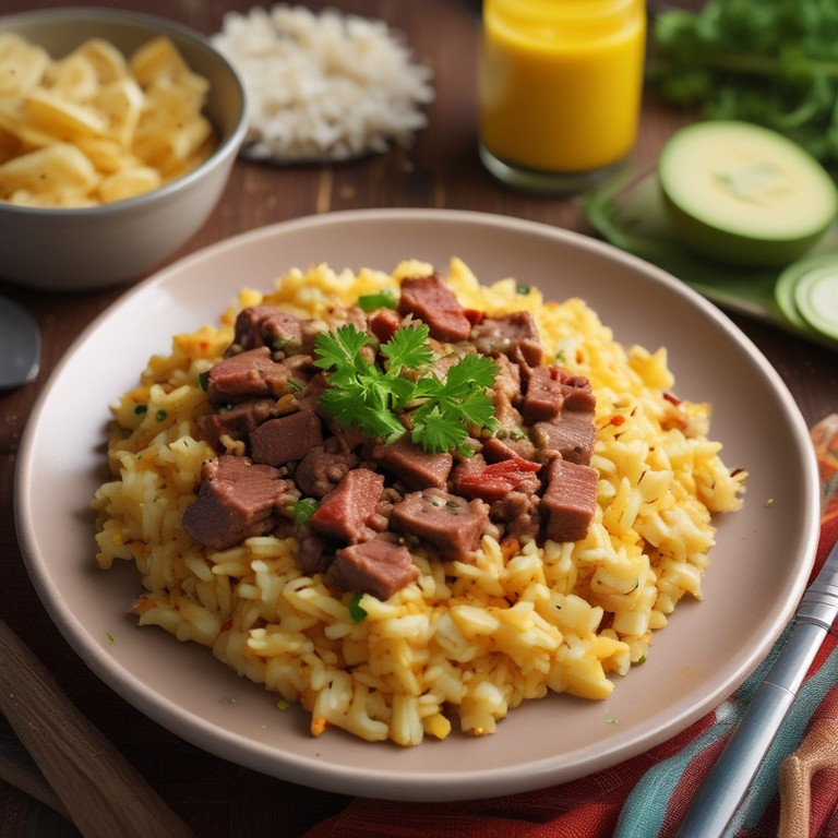 Arroz com Carne Moída e Batata
