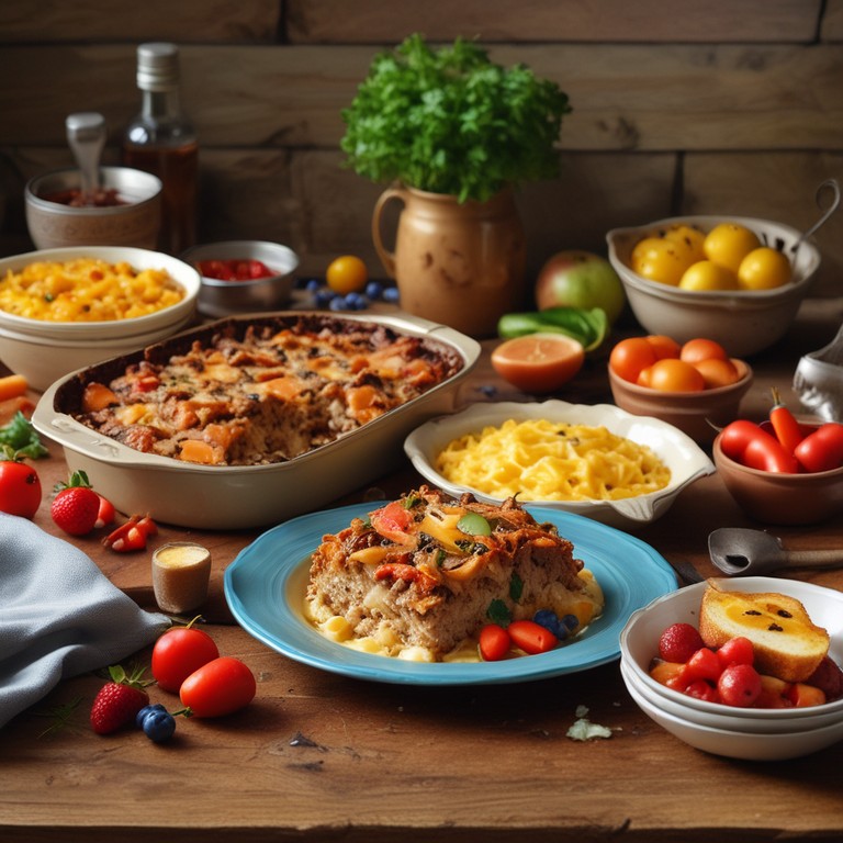 Herzhafter Käse-Eier-Rösti-Auflauf mit Pilzen und Fleischkäse