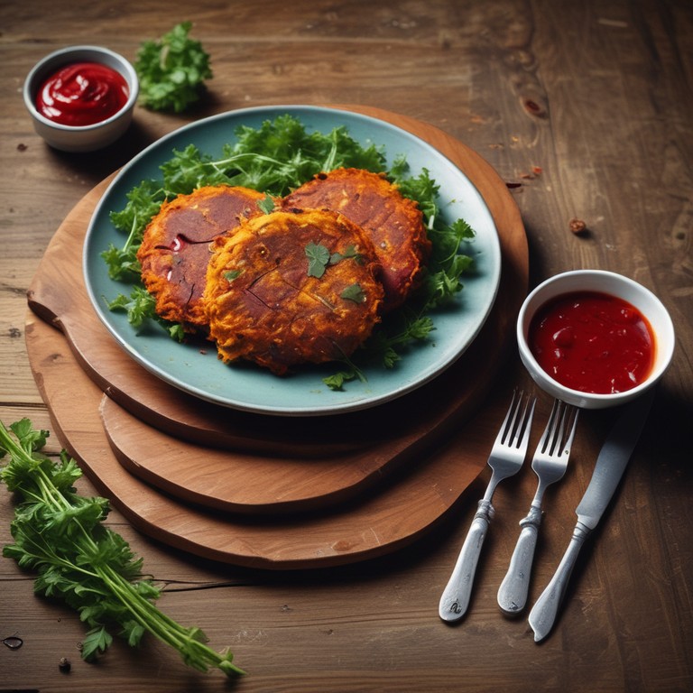 Air-Fried Beetroot and Carrot Fritters with Egg