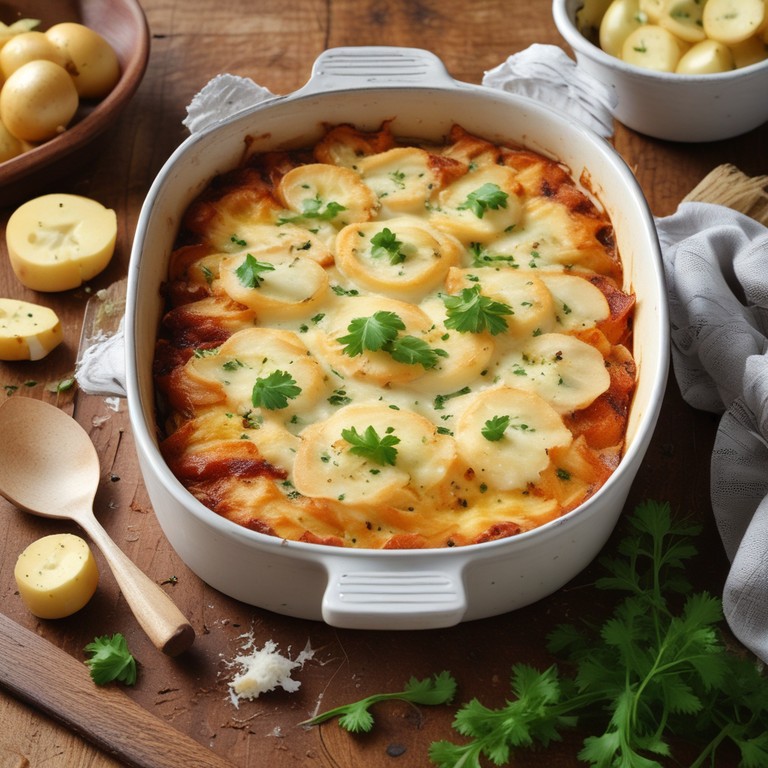 Batata Gratinada com Alho, Cebola e Queijo