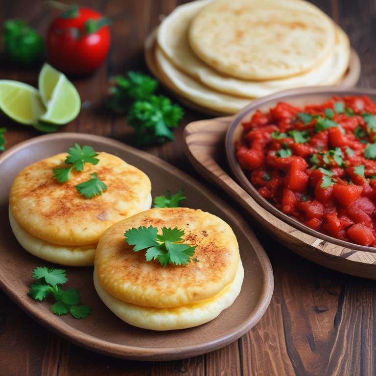 Arepas Mexicanas con Queso Económico y Salsa Roja