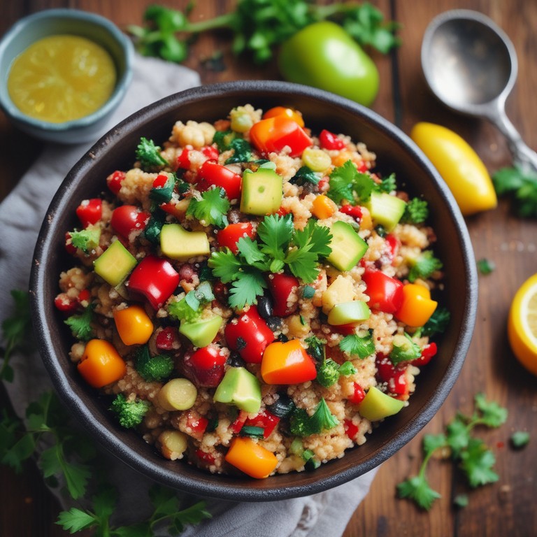 Proteinreicher Veganer Quinoa-Salat mit Avocado und Kichererbsen