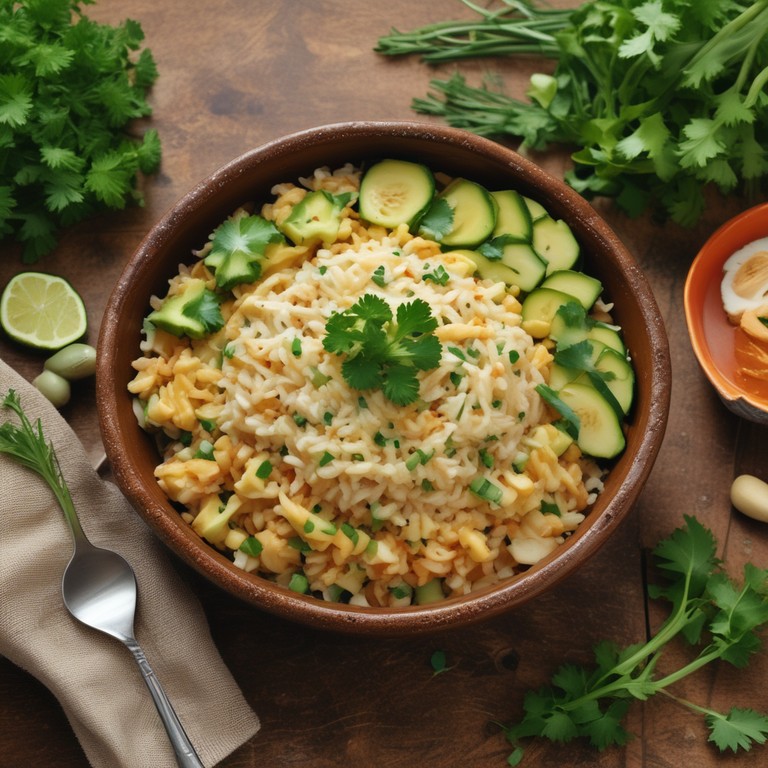 Zucchini-Reis mit Erdnussbutter-Sauce