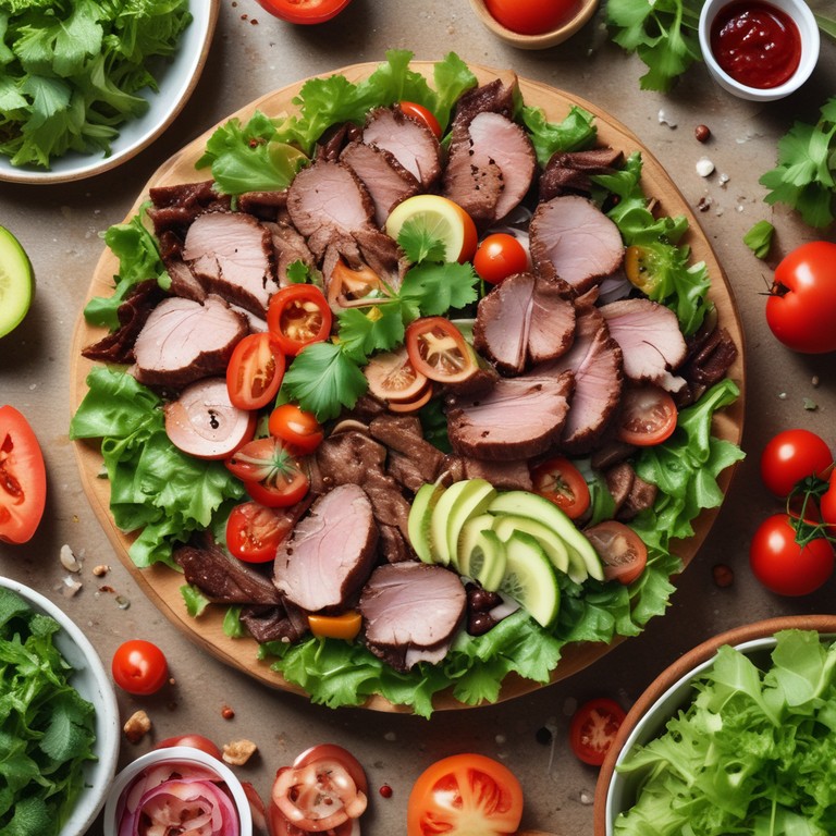 Салат с говядиной и соусом Унаги