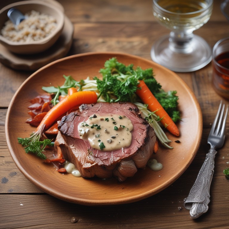 Steak aux Lardons et Crème de Champignons avec Carottes Sautées