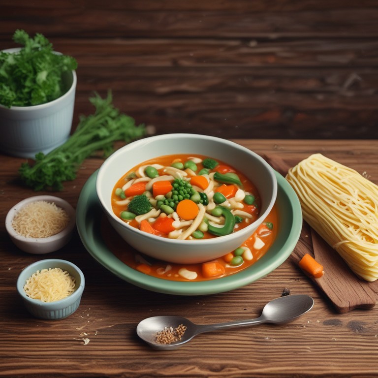Sopa de Verduras Animada con Pasta Divertida