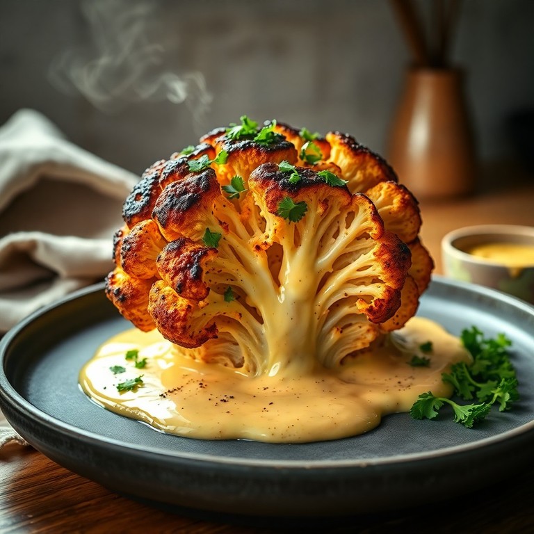 Ganz gerösteter Blumenkohl mit Zitronen-Tahini-Soße