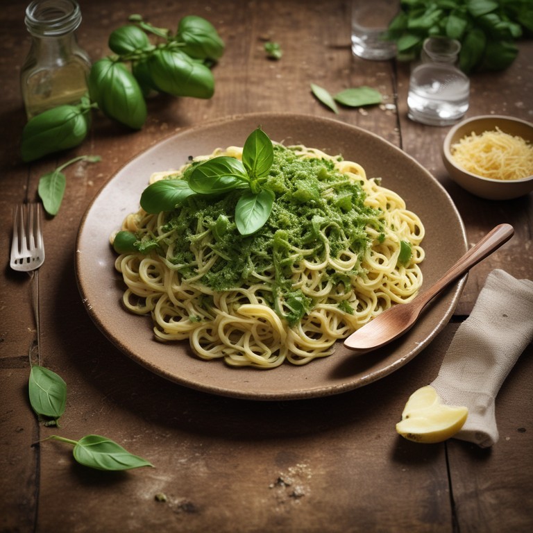 Pasta Pesto met Verse Basilicum en Parmezaanse Kaas