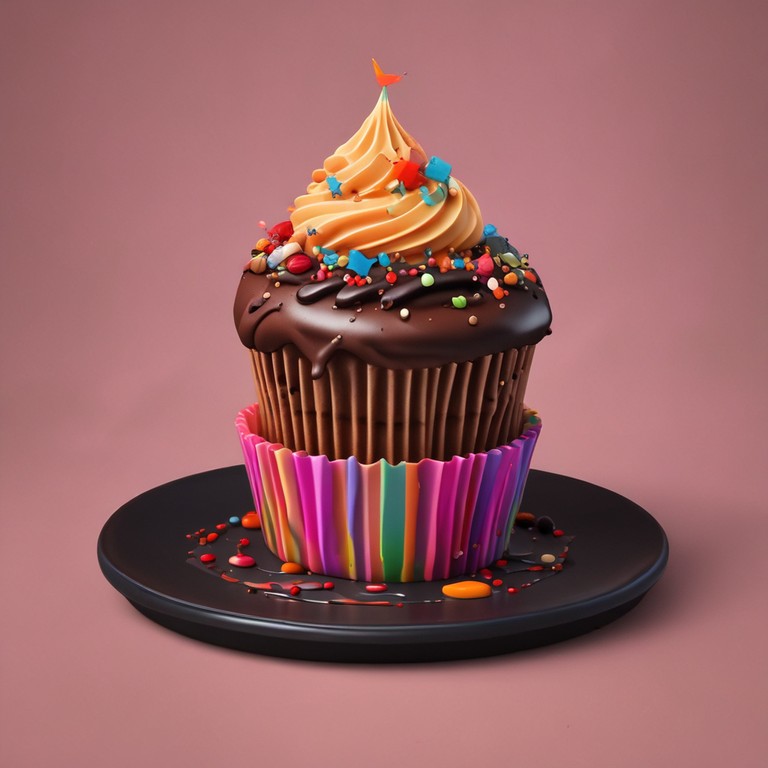 Cupcake de Chocolate Gourmet con Buttercream Neón y Decoración de Hip-Hop