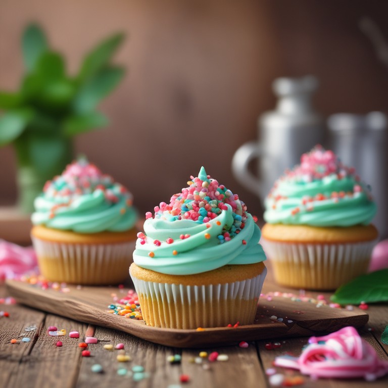 Cupcakes de Menta con Cobertura de Caramelo Rosa