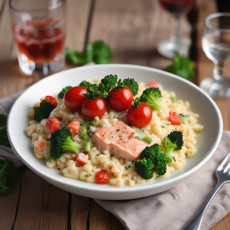 Risoto de Salmão com Tomate Cereja e Brócolis