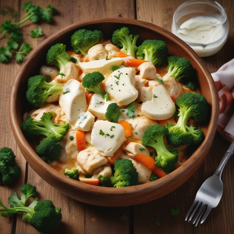 Frango Cremoso com Cenoura e Brócolis