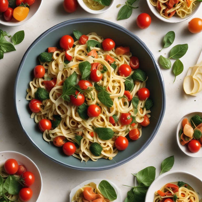 Pasta Primavera with Panga Fillet and Pesto