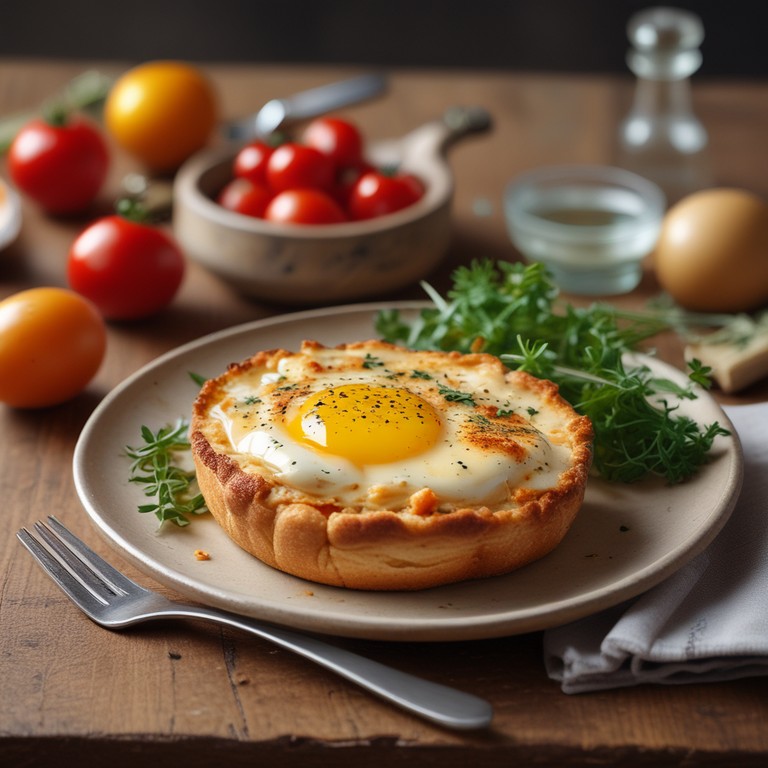 Курица с сыром и помидорами под яичной корочкой